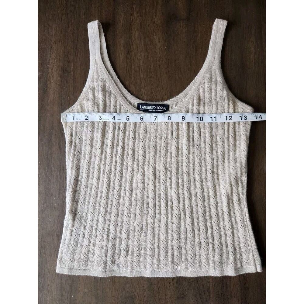 Lamberto Losani Women's Cashmere Beige Tank & Cardigan Set Size M Pre-owned - Picture 7 of 11